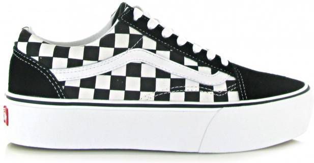Vans Old Skool Platform Checkerboard Sneakers , Zwart, Dames online kopen