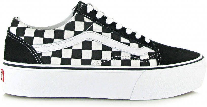 Vans Old Skool Platform Checkerboard Sneakers , Zwart, Dames online kopen