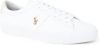 Polo Ralph Lauren Sayer Canvas sneaker met gekleurde polospeler in wit-Marineblauw online kopen