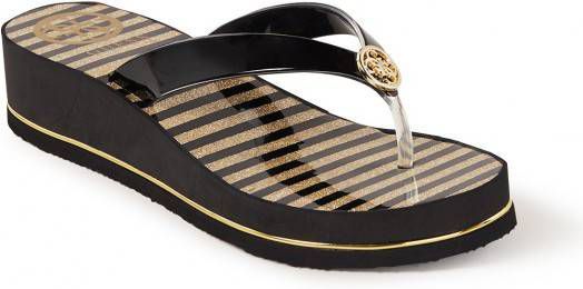 GUESS Enzy teenslippers goud/zwart - Vindjeschoen.nl