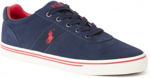 Polo Ralph Lauren Hanford Sneakers van suede in marineblauw met rood logo -  Vindjeschoen.nl