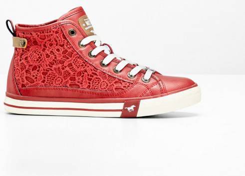 Mustang Hoge sneakers , rood, imitatieleer, textiel - Vindjeschoen.nl