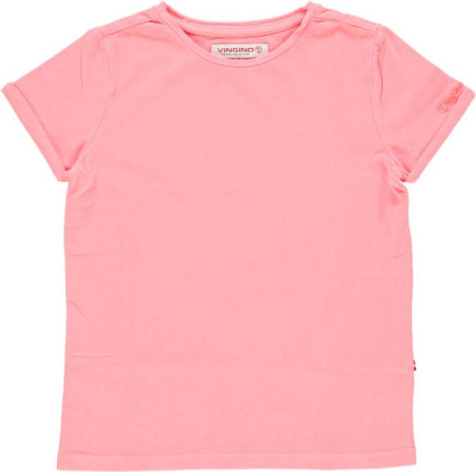 VINGINO ! Meisjes Shirt Korte Mouw Maat 104 Hardroze Katoen/elasthan online kopen