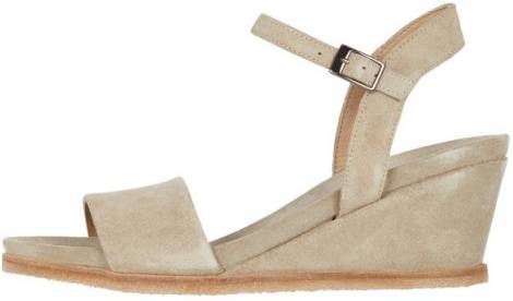 BIANCO Leren Sleehak Sandalen Dames Beige - Vindjeschoen.nl
