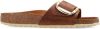 Birkenstock Madrid Big Buckle Oiled Leather Sandals , Bruin, Dames online kopen