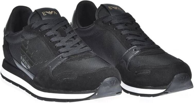 Emporio Armani men's schoenen suede trainers sneakers , Zwart, Heren -  Vindjeschoen.nl