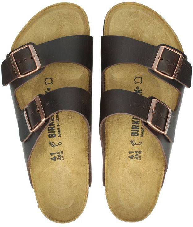 Birkenstock Arizona leren slippers bruin - Vindjeschoen.nl