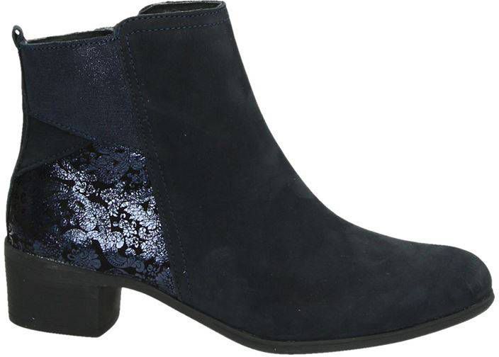 Nelson suède enkellaarzen met print donkerblauw - Vindjeschoen.nl