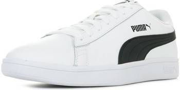Puma Smash v2 leren sneakers wit/zwart - Vindjeschoen.nl