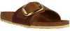 Birkenstock Madrid Big Buckle Oiled Leather Sandals , Bruin, Dames online kopen