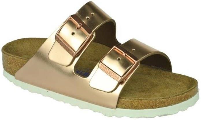 Birkenstock Slippers ARIZONA SFB in smalle schoenwijdte, metallic look, met soft voetbed online kopen