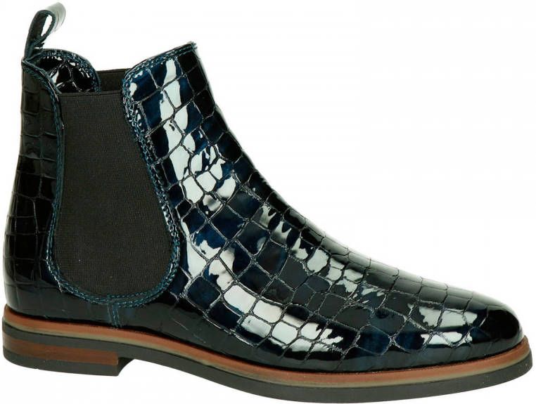 Nelson lakleren chelsea boots met crocoprint donkerblauw online kopen