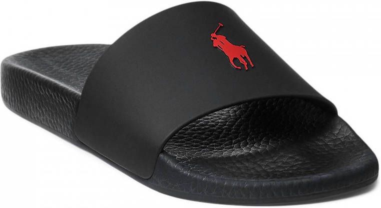 Polo Ralph Lauren Slippers met ponylogo in zwart online kopen
