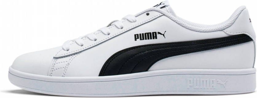 Puma Smash v2 leren sneakers wit/zwart - Vindjeschoen.nl