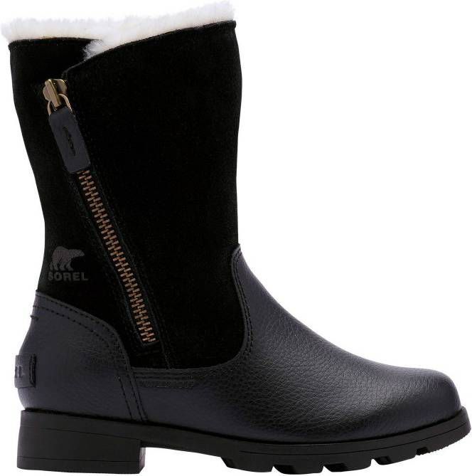 Sorel Youth Emelie Fold-over gevoerde suÃ¨de snowboots zwart kids -  Vindjeschoen.nl