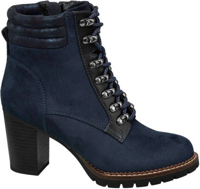 Blauwe veterboot blokhak Landrover maat 36 - Vindjeschoen.nl